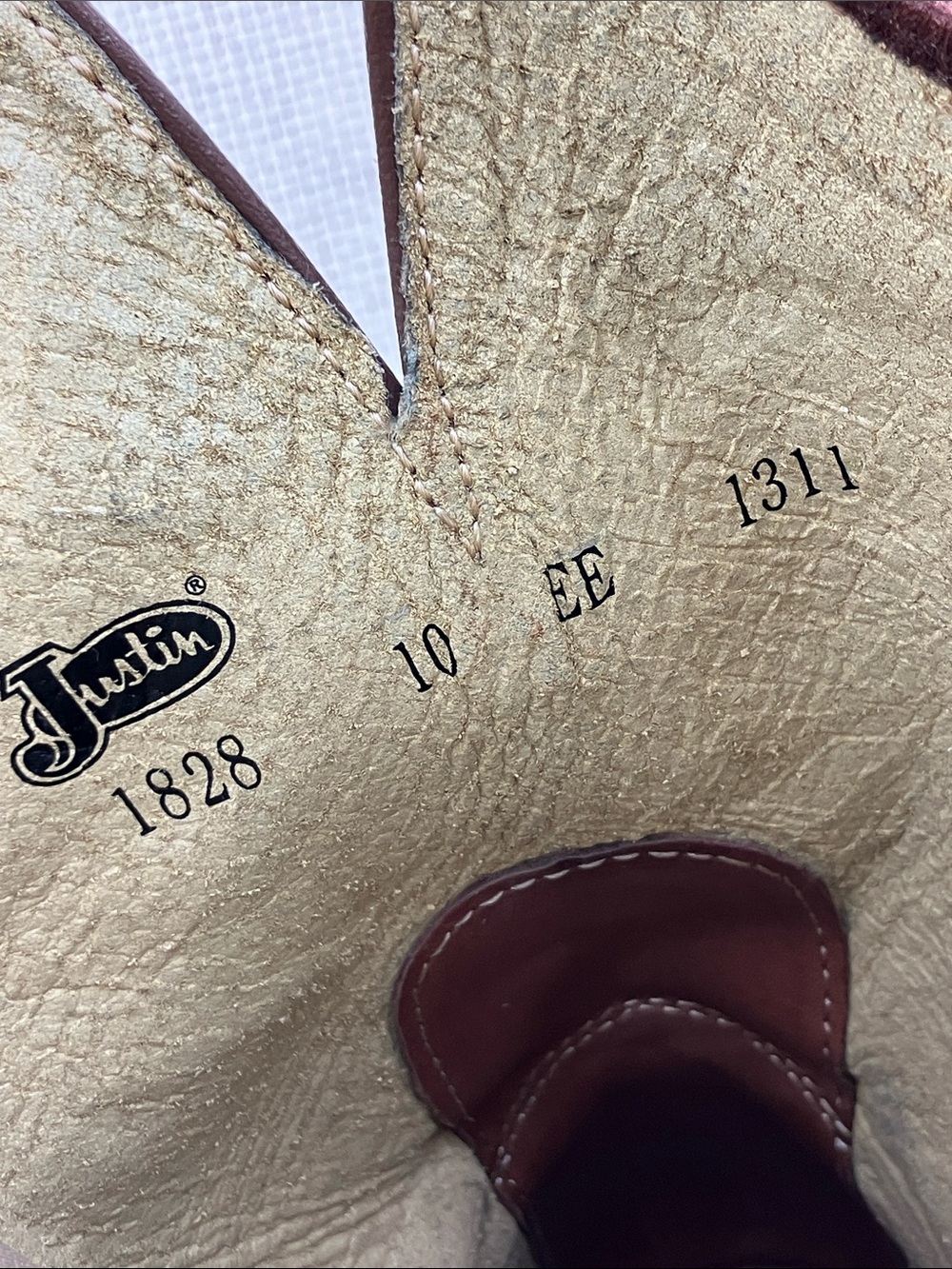 Justin 10 WIDE Stampede Rush Western Boots Cowboy Square Toe Brown Leather - Picture 12 of 16